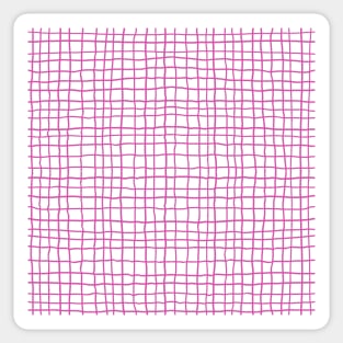 Vibrant deep pink and white organic textured check pattern Sticker